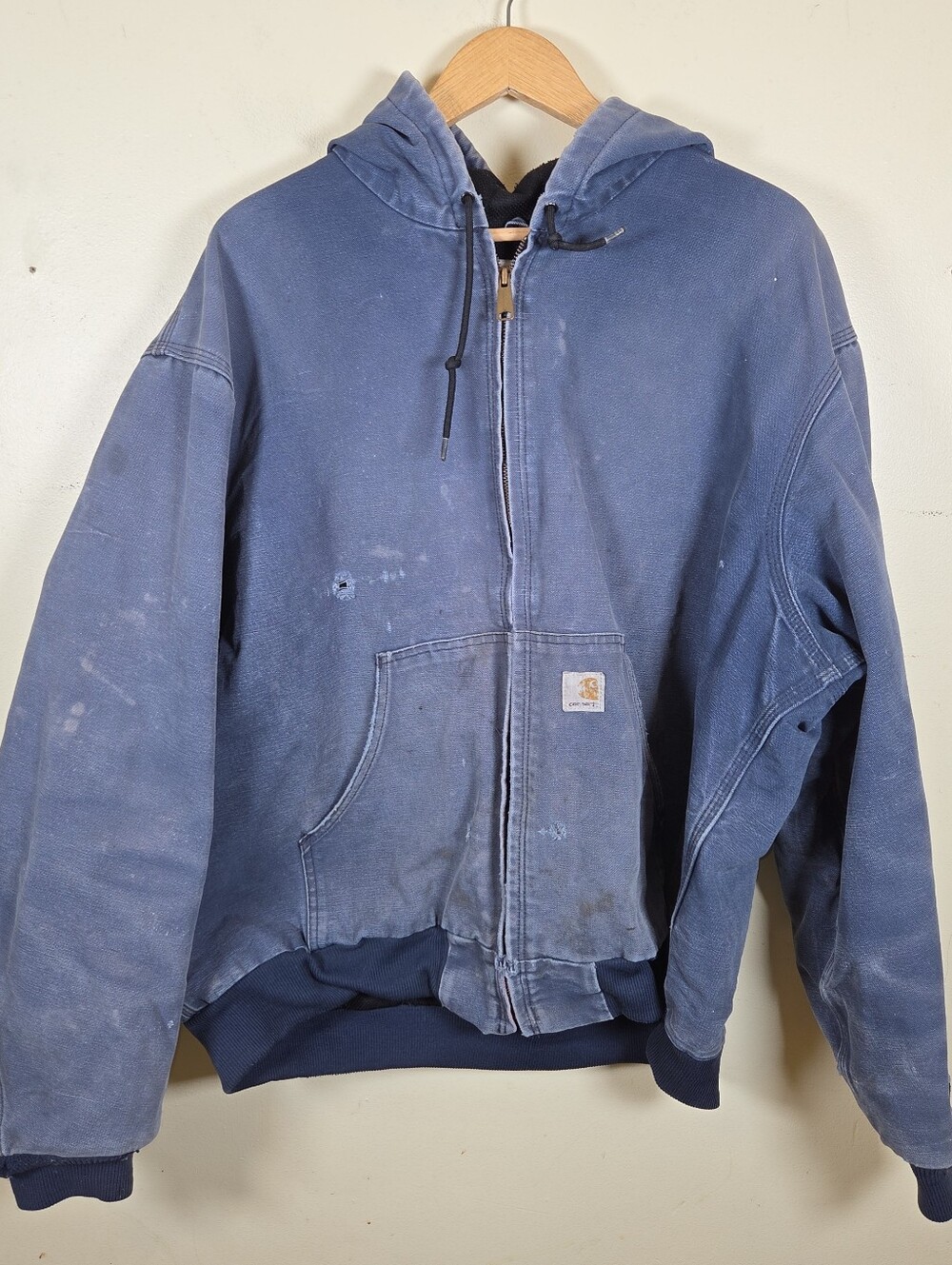 Carhartt J131 NVY Heavy Lined Full Zip Hooded Jacket Men's 2XL Blue Workwear